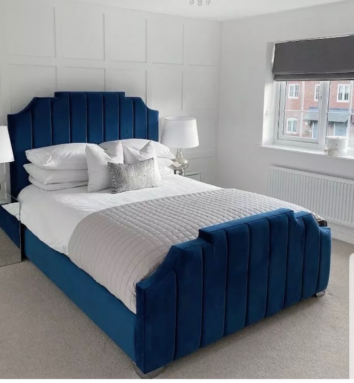 Designer Urban Upholstered Bed Frame, Fabric Headboard Divan Bed Frames