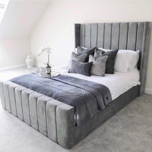 Lined Wingback Bed Plush Velvet