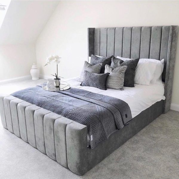Lined Wingback Bed Plush Velvet