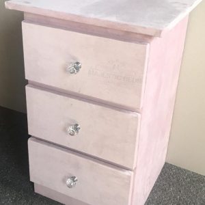 PLUSH VELVET BEDSIDE DRAWS WITH CRYSTAL HANDLES