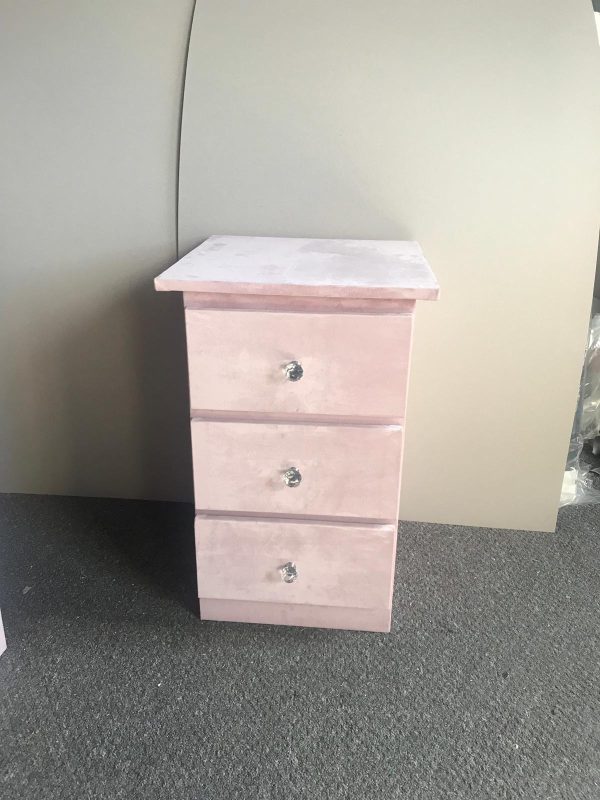 PLUSH VELVET BEDSIDE DRAWS WITH CRYSTAL HANDLES - Image 2