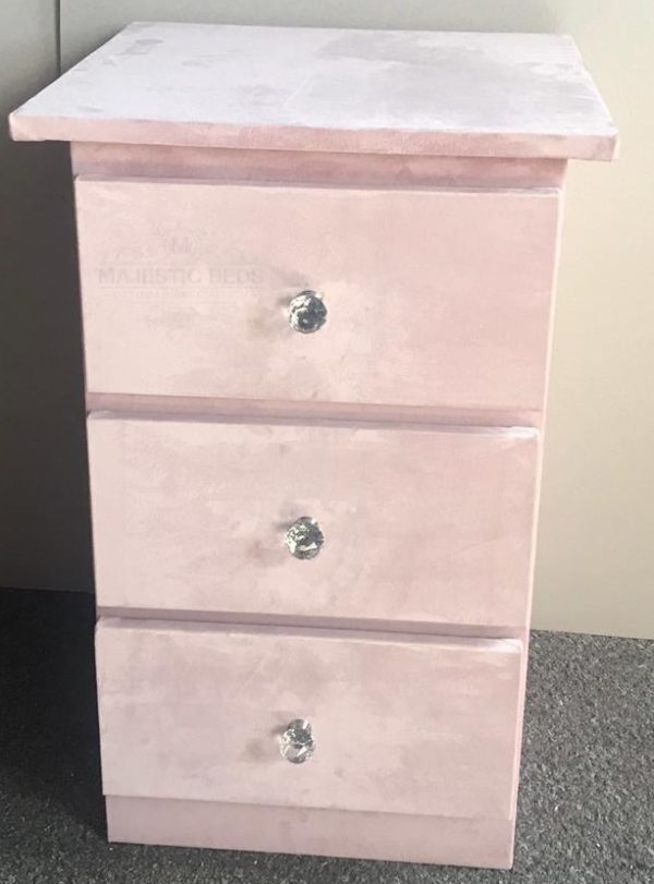 PLUSH VELVET BEDSIDE DRAWS WITH CRYSTAL HANDLES - Image 3