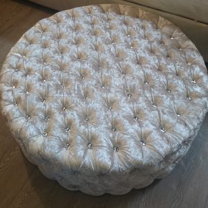 New Handmade Deep Round Poufee with Diamonds or Buttons