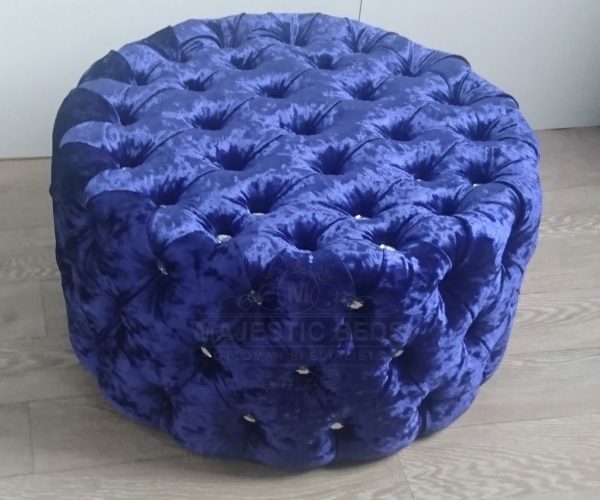 New Handmade Deep Round Poufee with Diamonds or Buttons - Image 6