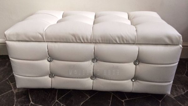 White Cubed Ottoman Box