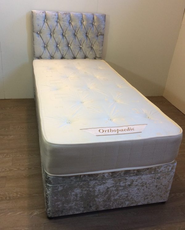 NEW CHRISTINA OTTOMAN GAS LIFT STORAGE BED CRUSHED VELVET 3FT - Image 4