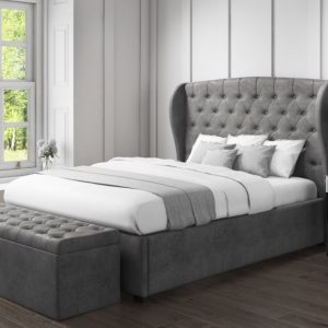 Safina Ottoman Wingback Bed Velvet