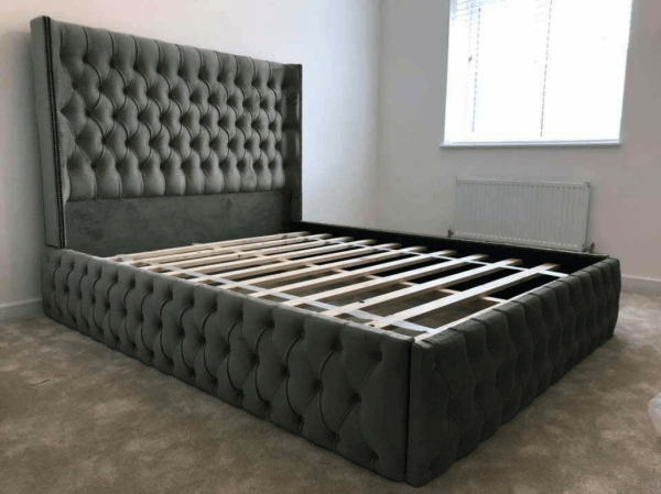 High Wingback Chesterfield Bed - Image 6