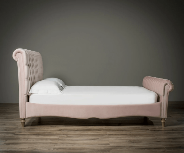 Luxurious Upholstered Chesterfield Curved Sleigh Bed - Image 2