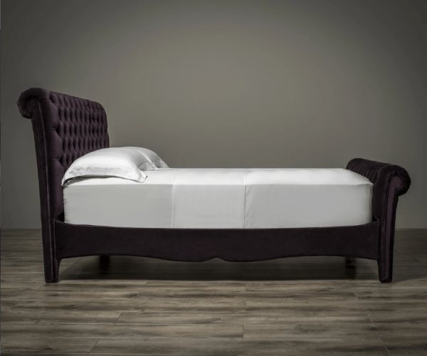 Luxurious Aurora Upholstered Chesterfield Curved Sleigh Bed - Image 3