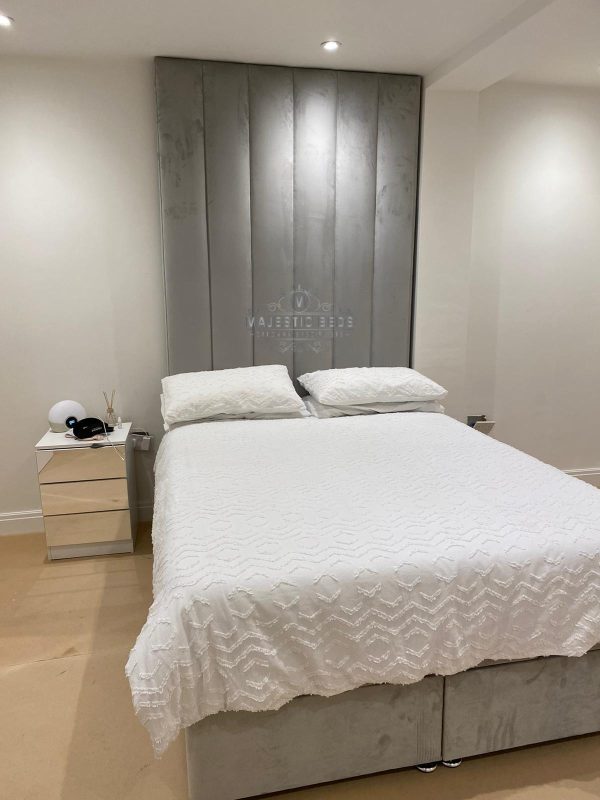 Bespoke Designer Multi Panelled Upholstered Headboard, Wooden Ottoman Bed Base and Majestic Super Orthopedic Mattress - Image 3