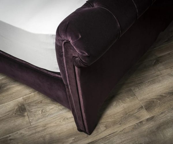 Luxurious Aurora Upholstered Chesterfield Curved Sleigh Bed - Image 5