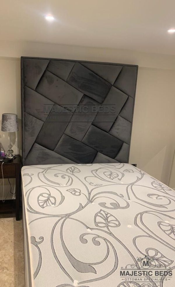 Designer 3D Effect Geomectric Upholstered Ottoman Bed