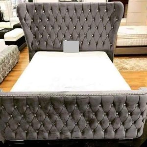 Designer Chesterfield Wingback Headboard with Curved Footboard Bed Frame