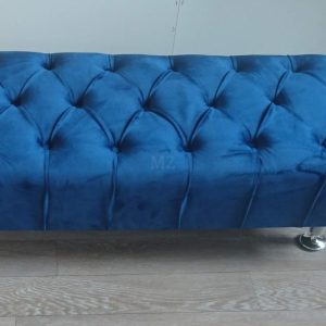 Beautiful New Blue Plush Pouffe/Footstool/ Chesterfield / Fabric buttons/