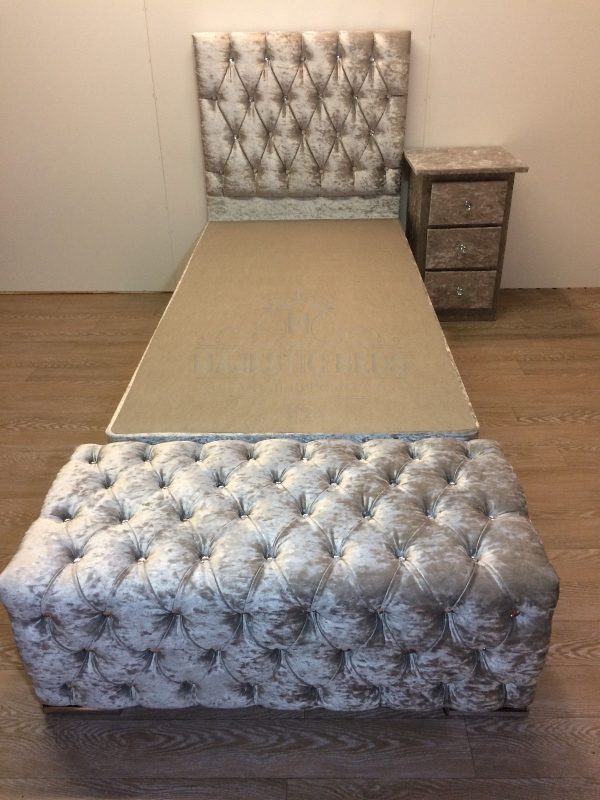 NEW CHRISTINA OTTOMAN GAS LIFT STORAGE BED CRUSHED VELVET 3FT - Image 2
