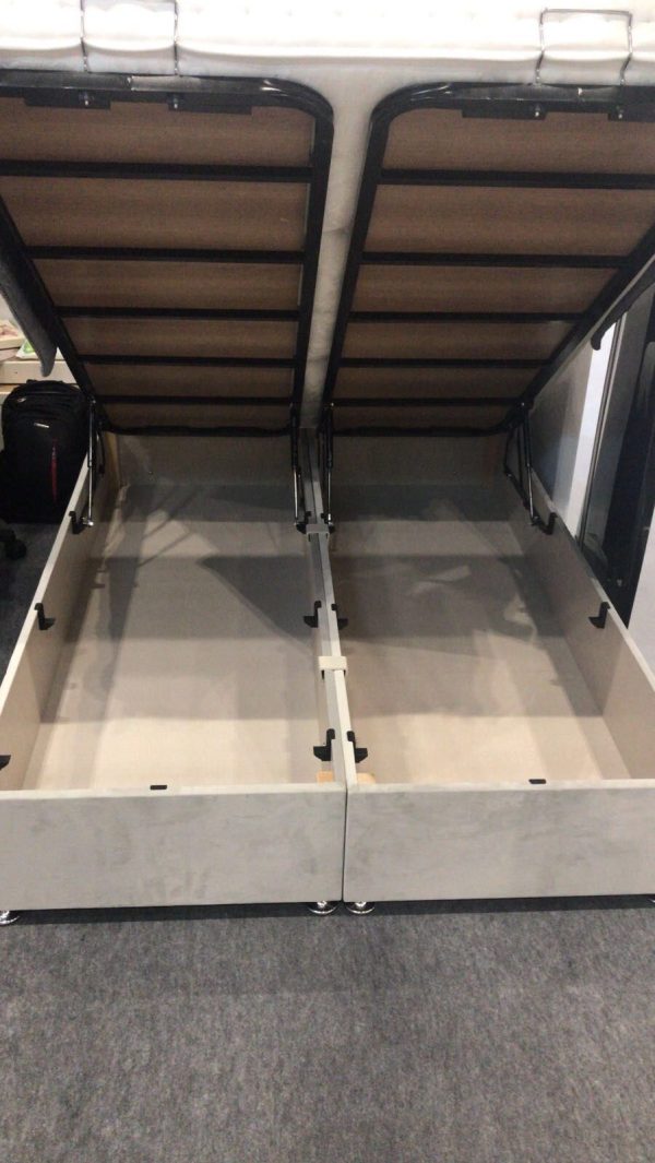 Katie Veritically lined Diamanted upholstered Ottoman Storage Bed Foot Opening - Image 3