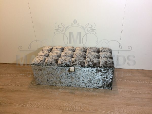 LARGE 40INCH CRUSH VELVET OTTOMAN CUBED STORAGE - Image 11