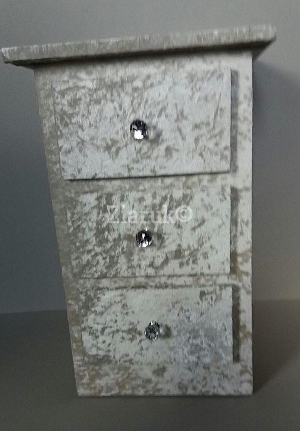 CRUSHED VELVET BEDSIDE DRAWS WITH CRYSTAL HANDLES (NO FLATPACK) - Image 6