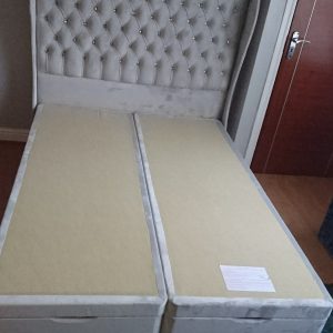 Jasmin Plush Velvet Ottoman Winged Bed