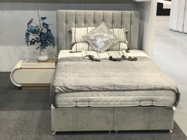 Katie Veritically lined Diamanted upholstered Ottoman Storage Bed Foot Opening - Image 6
