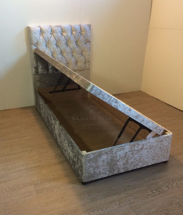 NEW CHRISTINA OTTOMAN GAS LIFT STORAGE BED CRUSHED VELVET 3FT