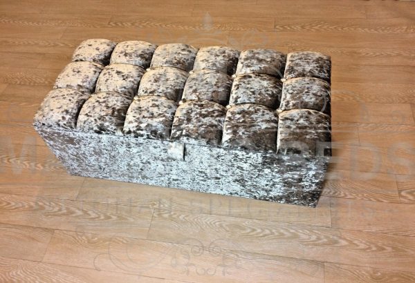 LARGE 40INCH CRUSH VELVET OTTOMAN CUBED STORAGE