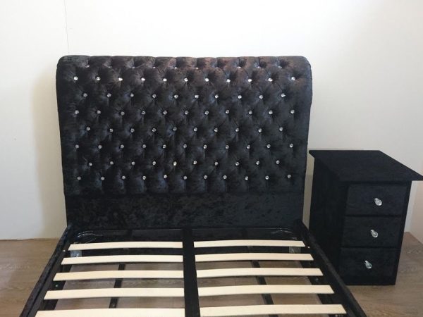 Crush Velvet Ottoman Sleigh Storage Bed - Image 6